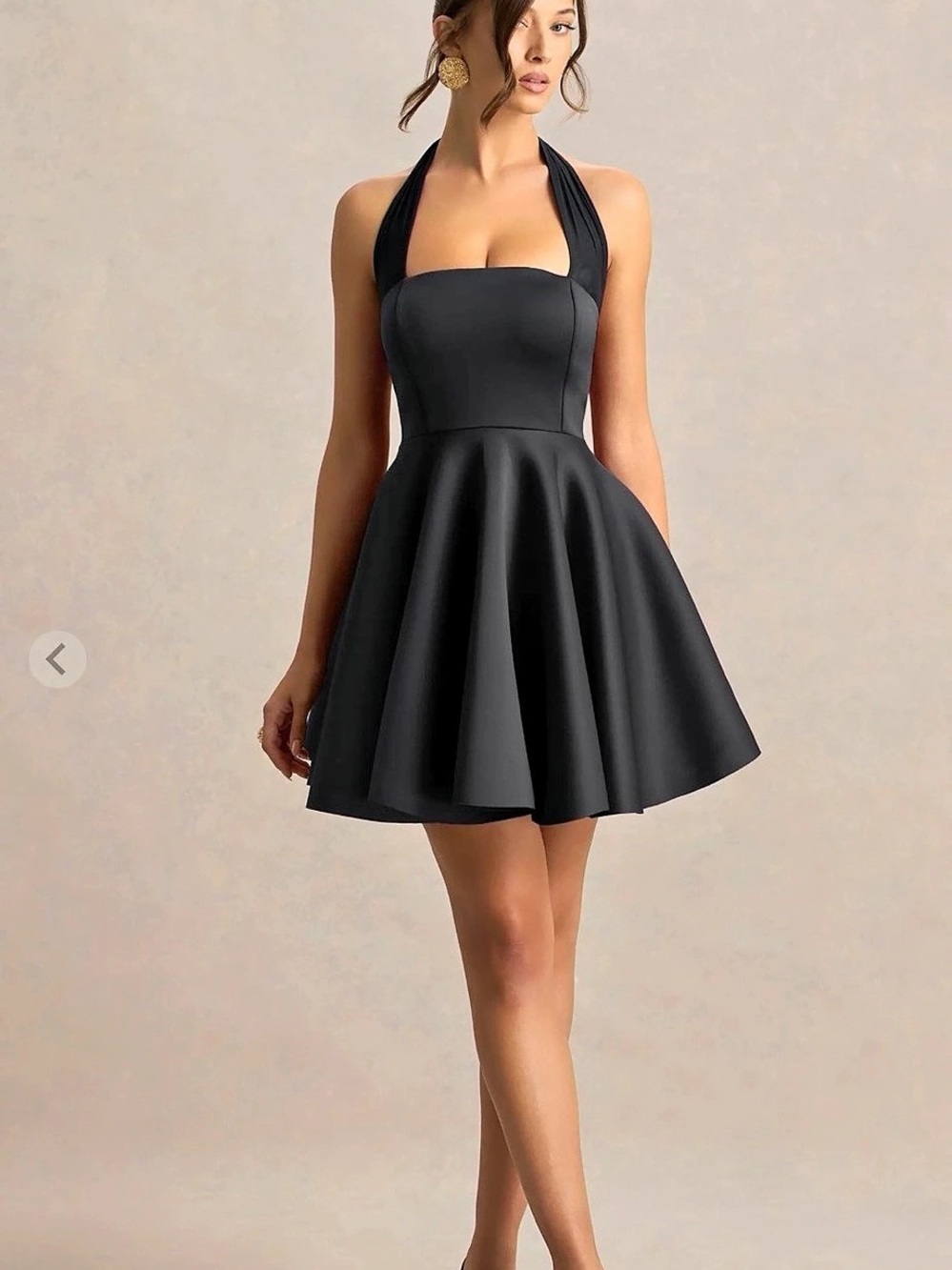 Halter Mini Dress in Black Like New